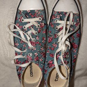 Gray and Pink Floral Converse Chuck Taylors